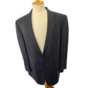 Joseph Feiss Y2K 2-Btn Black Blazer Mens Size 44R Worsted Wool Comfort Stretch